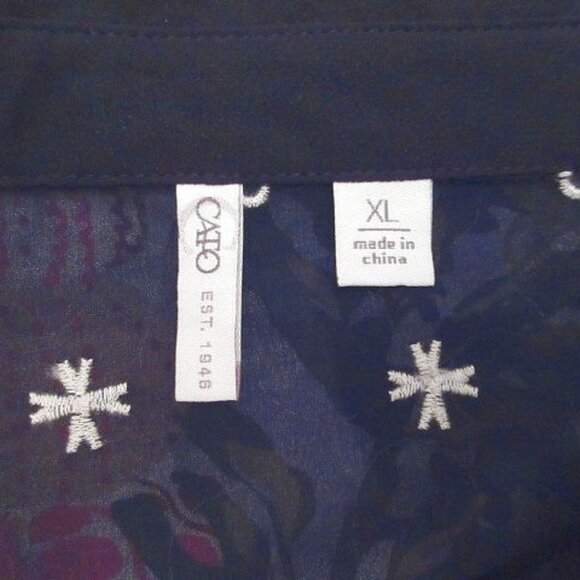 Vintage Y2K Sheer Mesh Embroidered Tunic Top Size XL Button Up Ruffle Whimsigoth - Picture 8 of 14